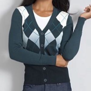 NEW NY&Co City Dip-Dye Argyle Cardigan